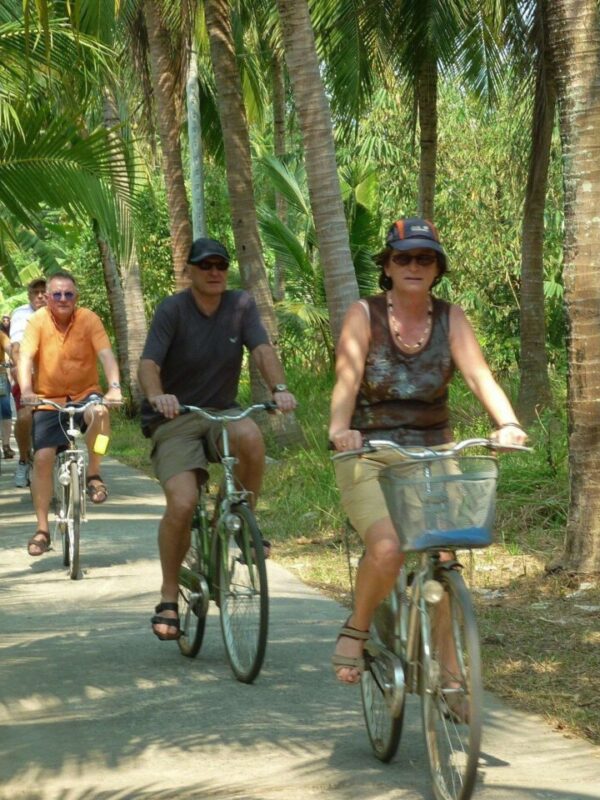 Cycling through the lush coconut jungle